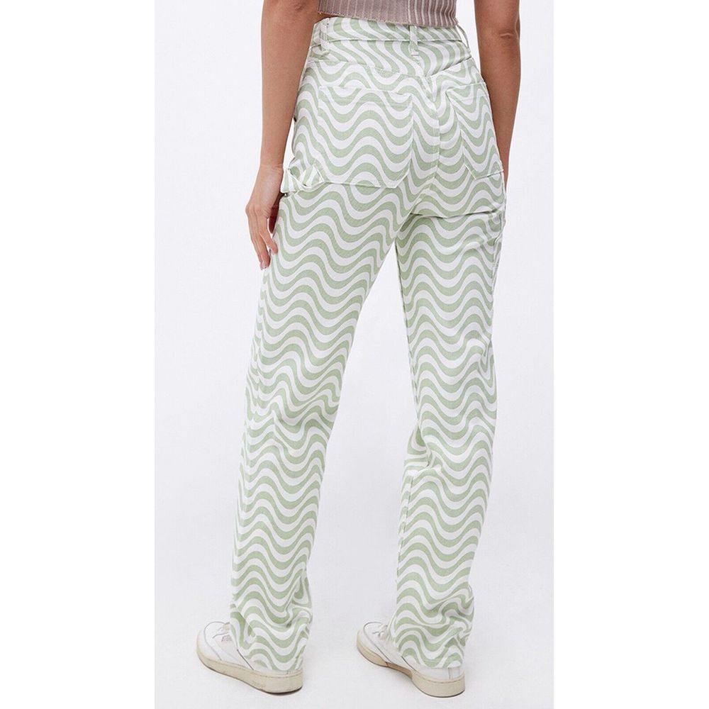 PacSun 90's BF Carpenter Pants Womens 26 Squiggly Green White High Rise Baggy